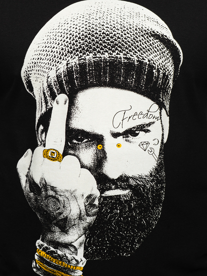 Bluză neagră cu imprimeu Bolf 146742