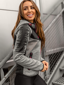 Jachetă matlasată cu glugă pentru femei Bolf gri KSW4007A