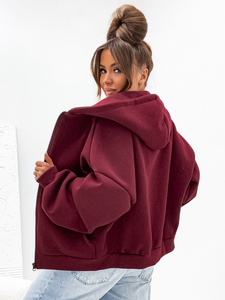 Hanorac termoizolant cu fluture pentru femei vișiniu Bolf 821112