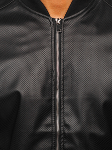 Geacă de pielea neagră Bolf 7110