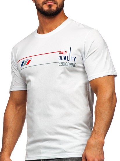 Tricou din bumbac alb cu imprimeu Bolf 14772