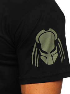 Tricou negru cu imprimeu din bumbac pentru bărbați Bolf 192379