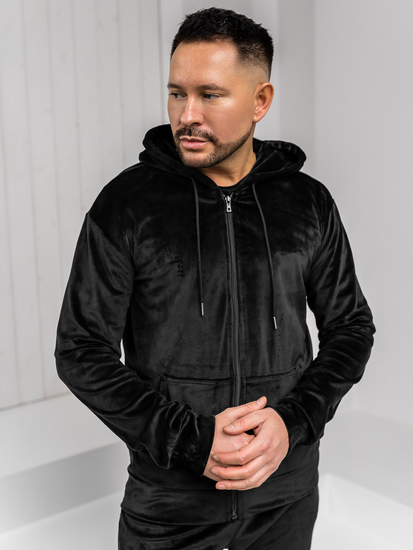 Trening pentru bărbați din catifea neagră cu glugă Bolf 8C1538A1