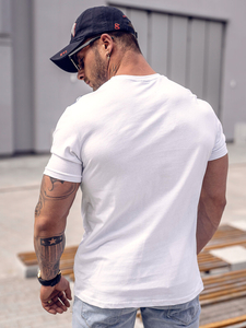 Tricou din bumbac alb și imprimeu Bolf 14718A