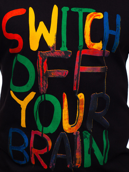 Maiou negru tank top cu imprimeu Bolf 14803-1