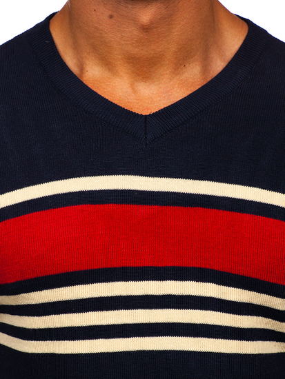 Pulover bleumarin cu decolteu Bolf S8536