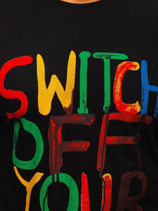 Tricou negru imprimat pentru bărbați Bolf 1181