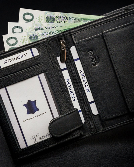 Portofel din piele negru bărbați 13967