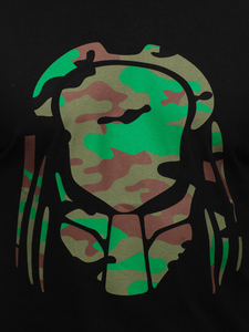 Tricou negru cu imprimeu din bumbac pentru bărbați Bolf 192379