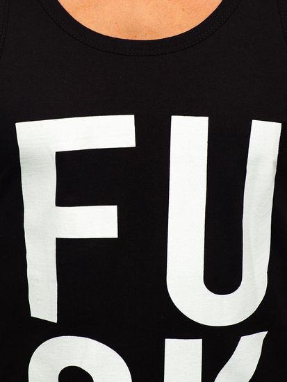 Maiou tank top negru cu imprimeu Bolf 14830