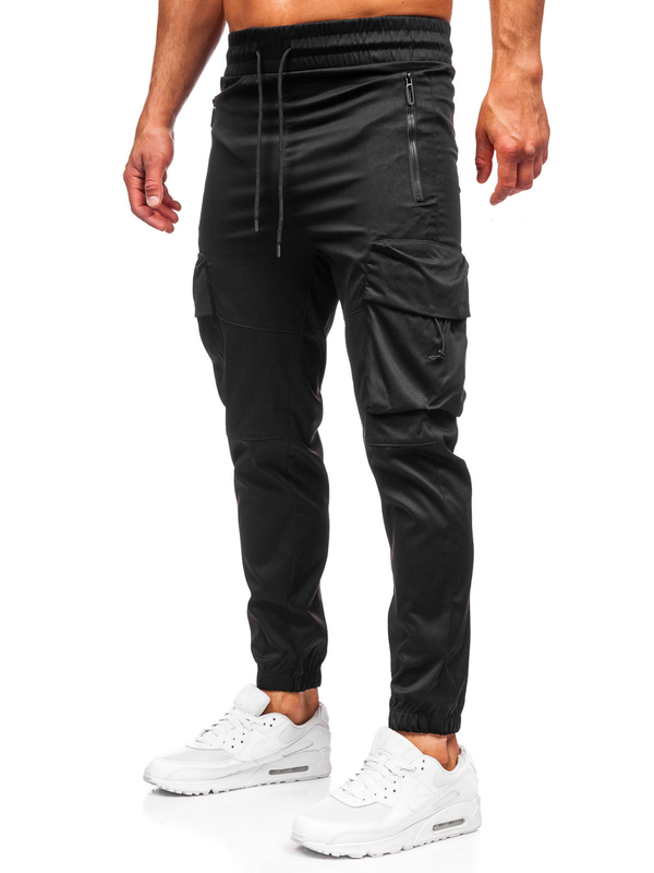 Pantaloni cargo negri Pantaloni de jogging pentru bărbați de la Bolf HSS299