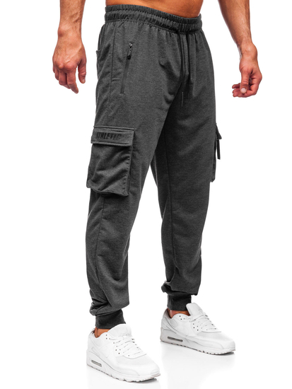 Pantaloni de trening joggers cargo gri-antracit Bolf JX6362