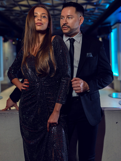 Sacou casual negru pentru bărbați Bolf 24401-1