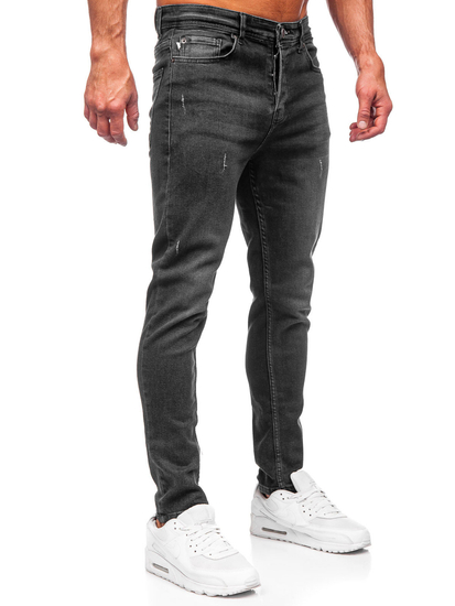 Pantaloni negri pentru bărbați, cu ajustare normală, blugi Bolf 6311