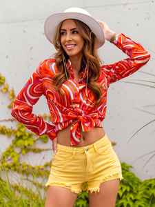 Blugi scurti galbeni dame Bolf A63