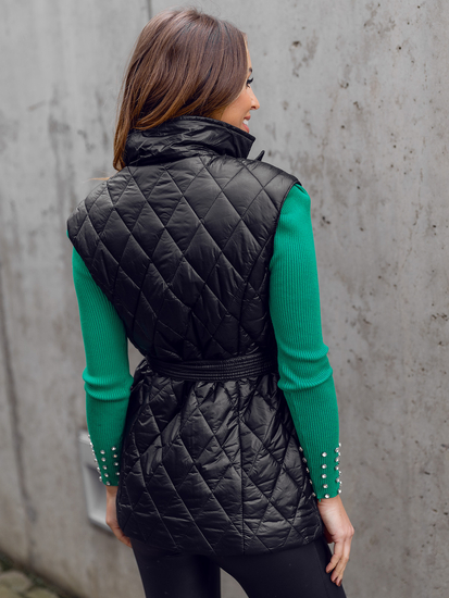 Vestă lungă neagră matlasată dame Bolf JIN221A