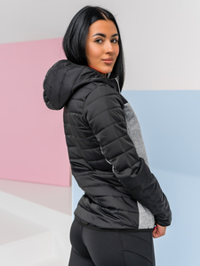 Hanorac cu glugă pentru femei negru Bolf KSW4006