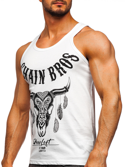 Maiou alb tank top cu imprimeu Bolf 14848