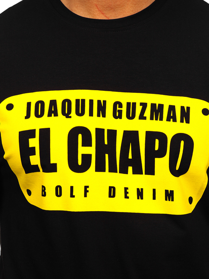 Tricou negru cu imprimeu Bolf 192364