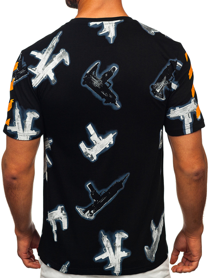 Tricou bărbătesc din bumbac negru cu imprimeu Bolf MPO3471