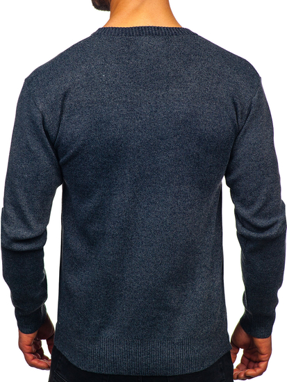 Pulover bărbătesc cu decolteu în V albastru bleumarin de la Bolf S8725