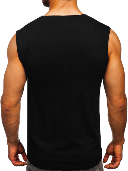 Maiou negru tank top cu imprimeu Bolf 14820