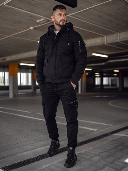 Geacă de iarnă groasă bumbac neagră Bolf 1890