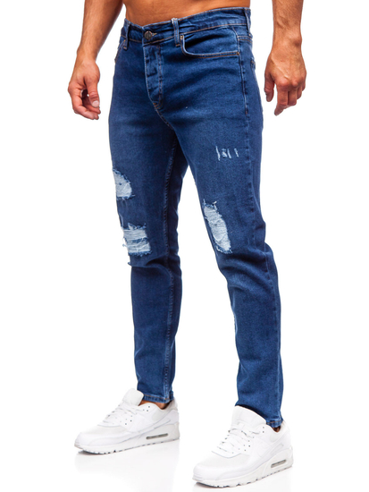 Pantaloni de blugi slim pentru bărbați, de culoare bleumarin, Bolf 6536