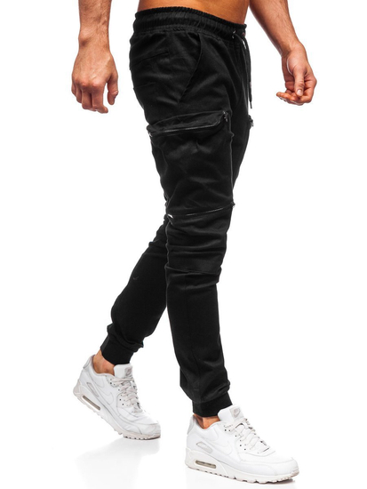 Pantaloni joggers cargo negri Bolf 0475