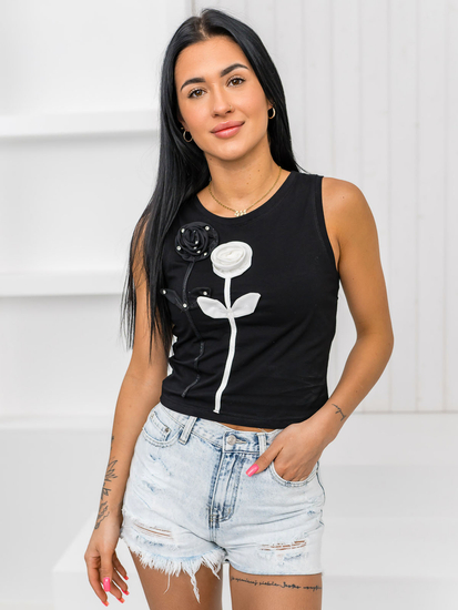 Tricou boxer de dama negru cu aplicatie Bolf 96T653