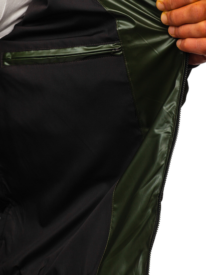 Geacă de iarnă verde cu glugă Bolf 6590