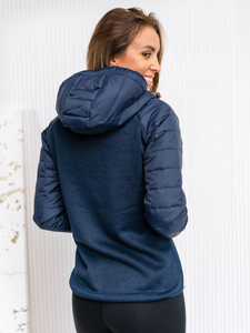 Jachetă cu glugă neagră tranzițională pentru femei Bolf negru KSW4002A1