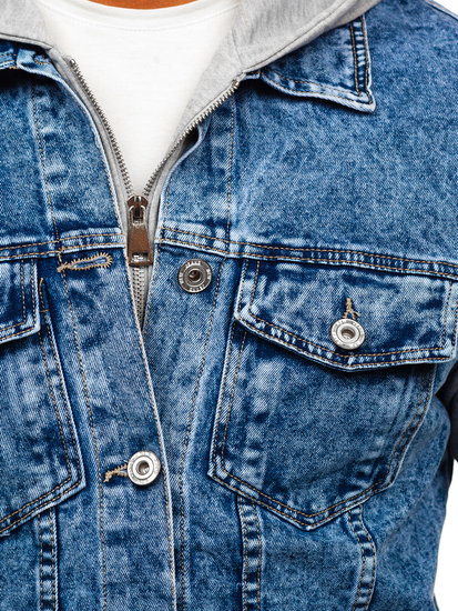 Geacă de blugi cu glugă albastră Bolf HY1017