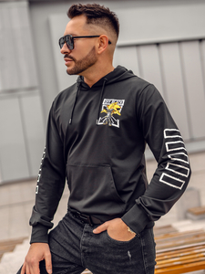 Hanorac negru cu imprimeu Bolf HM611A