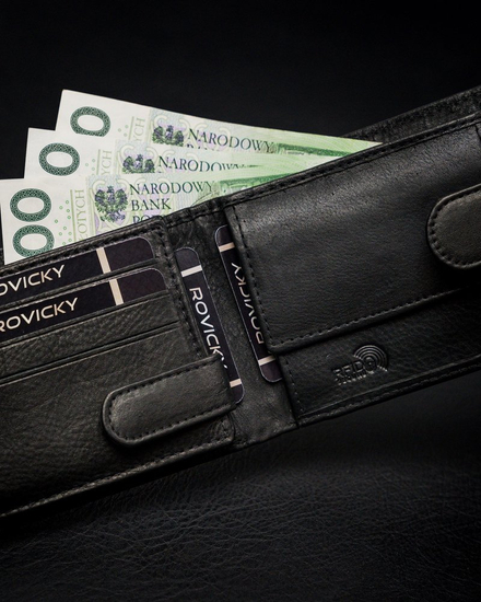 Portofel din piele negru bărbați 13967