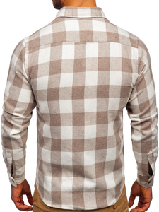 Cămașă flanel bej mâneca lungă Bolf 20723