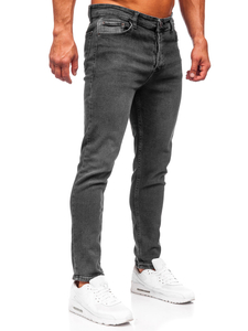 Pantaloni negri pentru bărbați, cu ajustare normală, blugi Bolf 6077