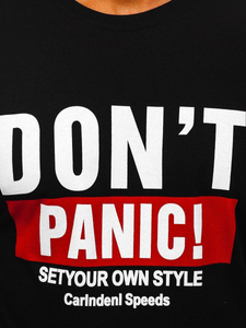 Tricou negru cu imprimeu Bolf 10858