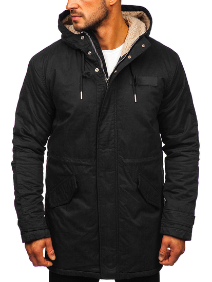 Geacă de iarnă parka neagră Bolf EX838