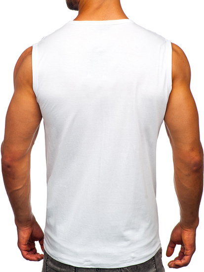 Maiou alb tank top cu imprimeu Bolf 14803-1