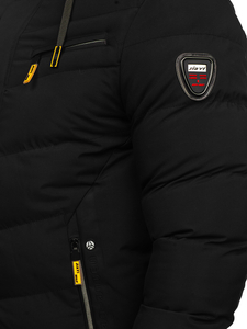 Geacă de iarnă lungă matlasată neagră Bolf 22M59