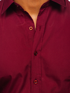 Cămașă elegantă bărbătească vișinie cu mâneci lungi Bolf 1703