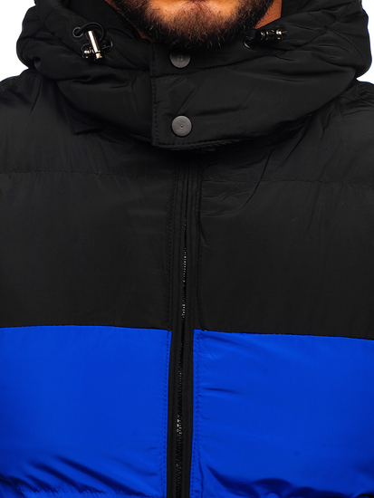 Vestă cu glugă matlasată albastră bărbați Bolf 1189