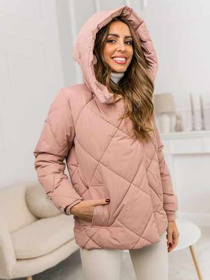 Geacă de iarnă cu glugă roz dame Bolf 5M3175