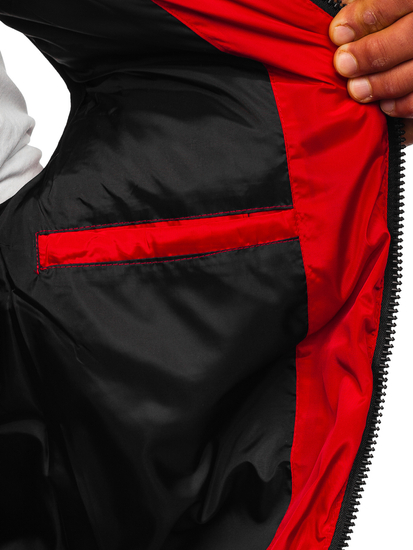 Vestă groasă roșie matlasată cu glugă Bolf 7126