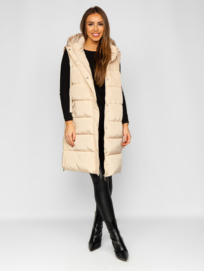 Vestă lungă bej oversize mătlăsată dame Bolf 81276