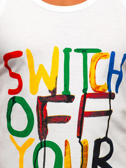 Maiou alb tank top cu imprimeu Bolf 14837