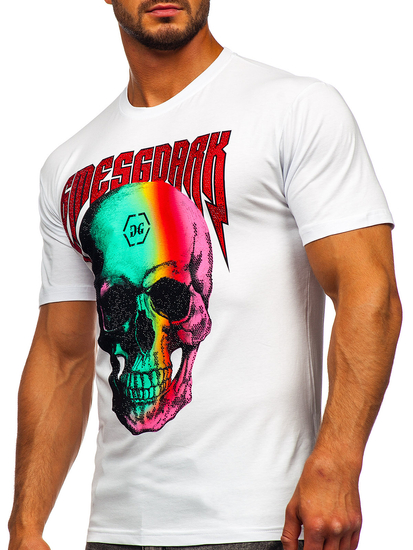 Tricou alb cu aplicații Bolf 2352