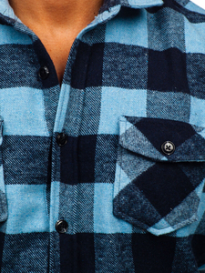 Cămașă albastru-aprins flanel cu mâneca lungă Bolf 20723