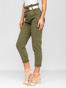 Blugi kaki cu talie înaltă curea și geantă dame Bolf LA687